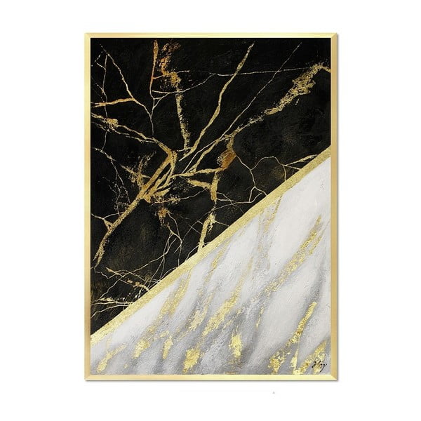 Ręcznie malowany obraz JohnsonStyle White & White Marble, 53x73 cm