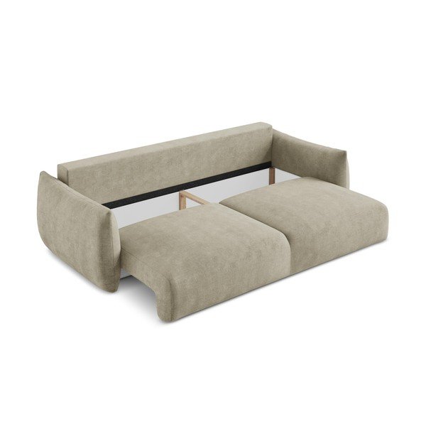 Beżowa rozkładana sofa z tkaniny szenilowej 230 cm Leila – Makamii-image-4