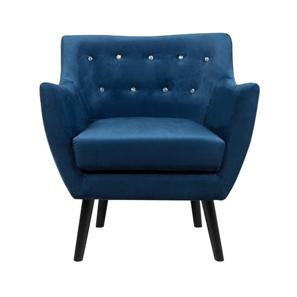 Niebieski fotel z obiciem o wyglądzie aksamitu Monobeli Joey