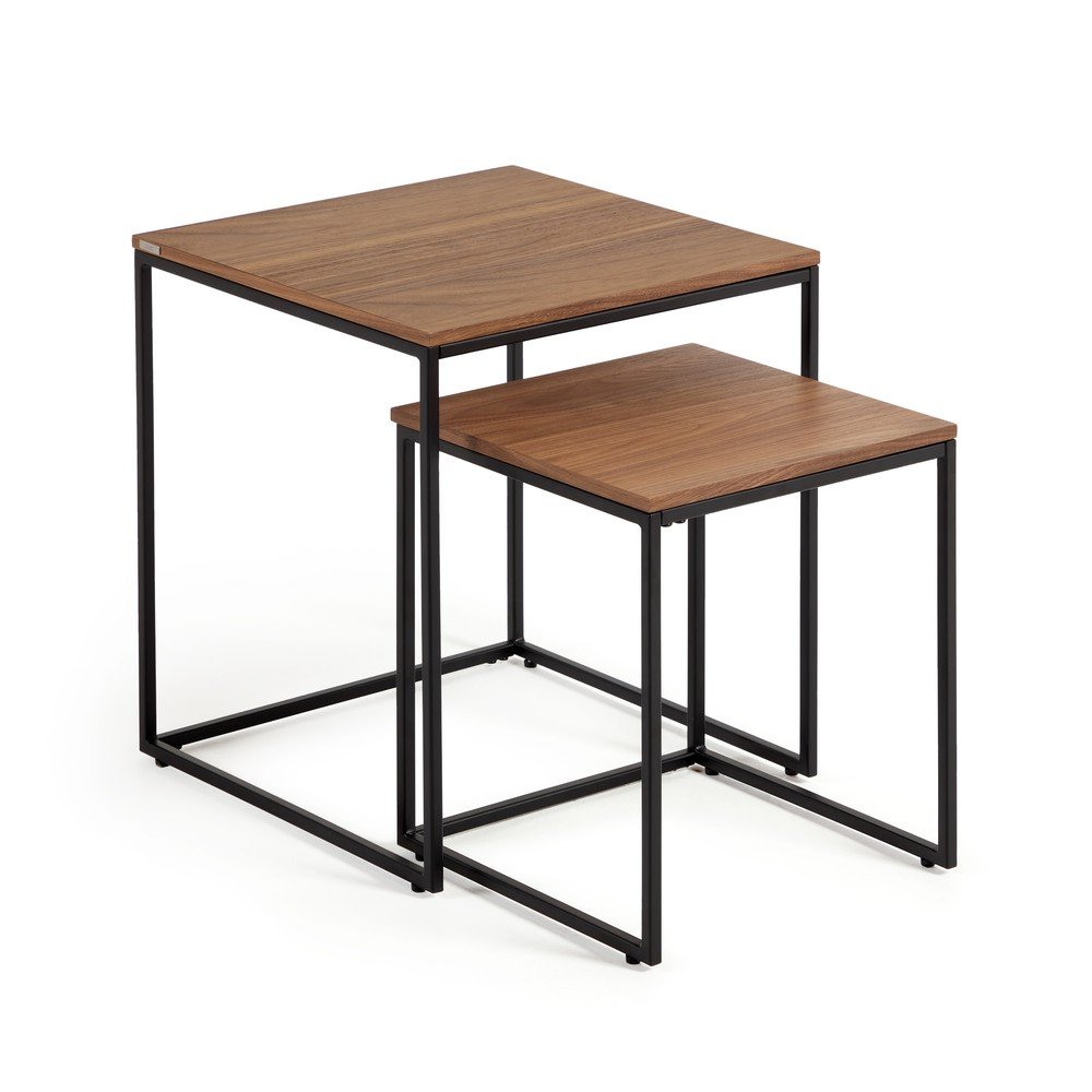 Stoliki z blatem w dekorze orzecha zestaw 2 szt. 45x45 cm Yoana – Kave Home