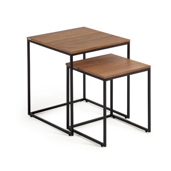 Stoliki z blatem w dekorze orzecha zestaw 2 szt. 45x45 cm Yoana – Kave Home