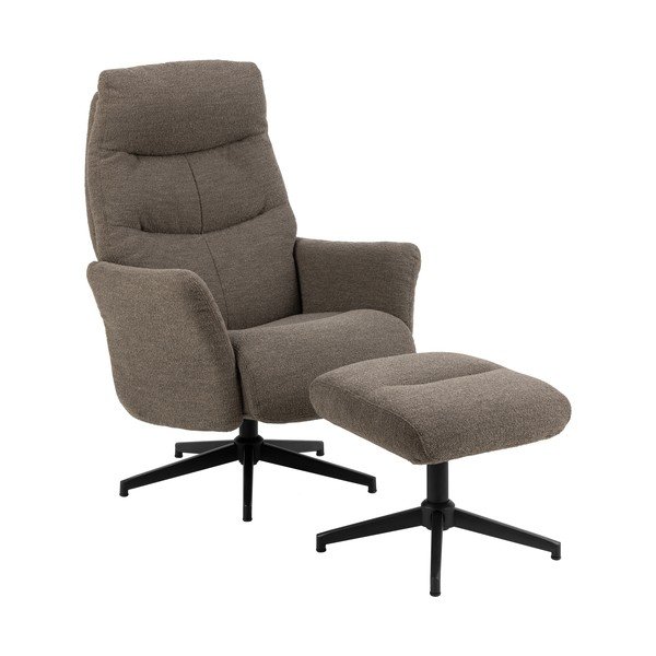 Szarobrązowy fotel wypoczynkowy z materiału bouclé London – Actona