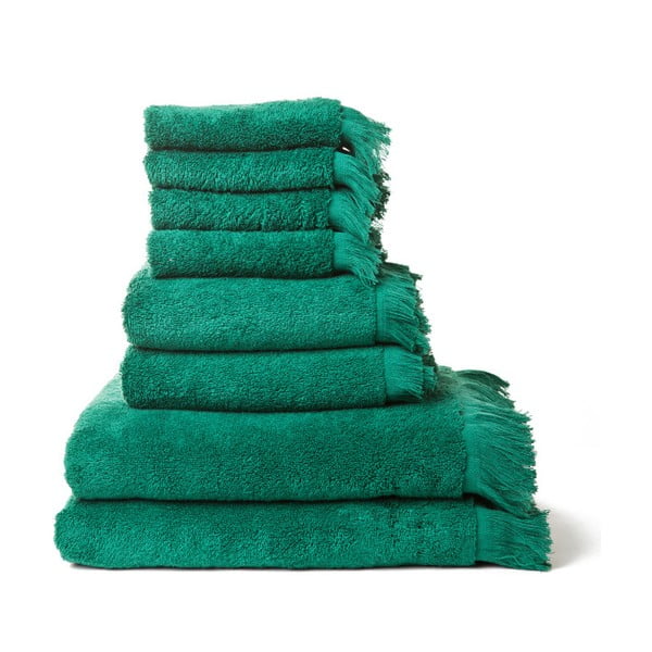Zestaw 8 zielonych ręczników z czystej bawełny Casa Di Bassi