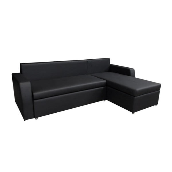 Czarna sofa rozkładana ze skóry ekologicznej 13Casa Terry