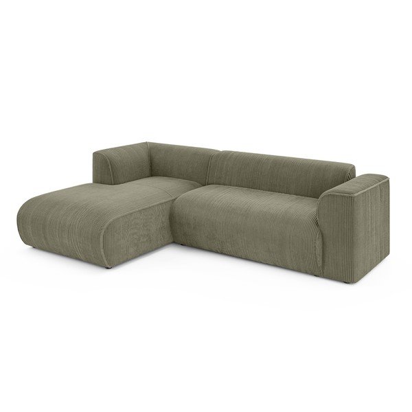 Zielony sztruksowy narożnik (lewostronny/z szezlongiem) Merid  – Ropez-image-2