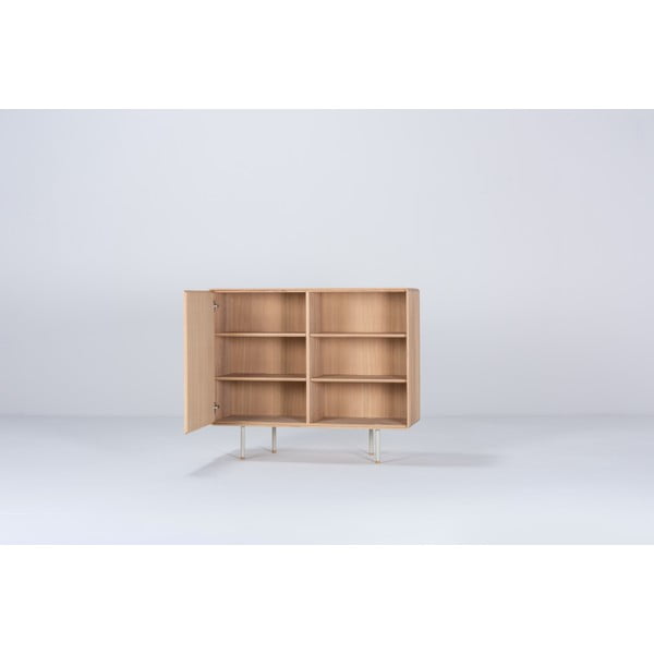 Biało-naturalna niska komoda z litego drewna dębowego 118x100 cm Fina – Gazzda-image-1