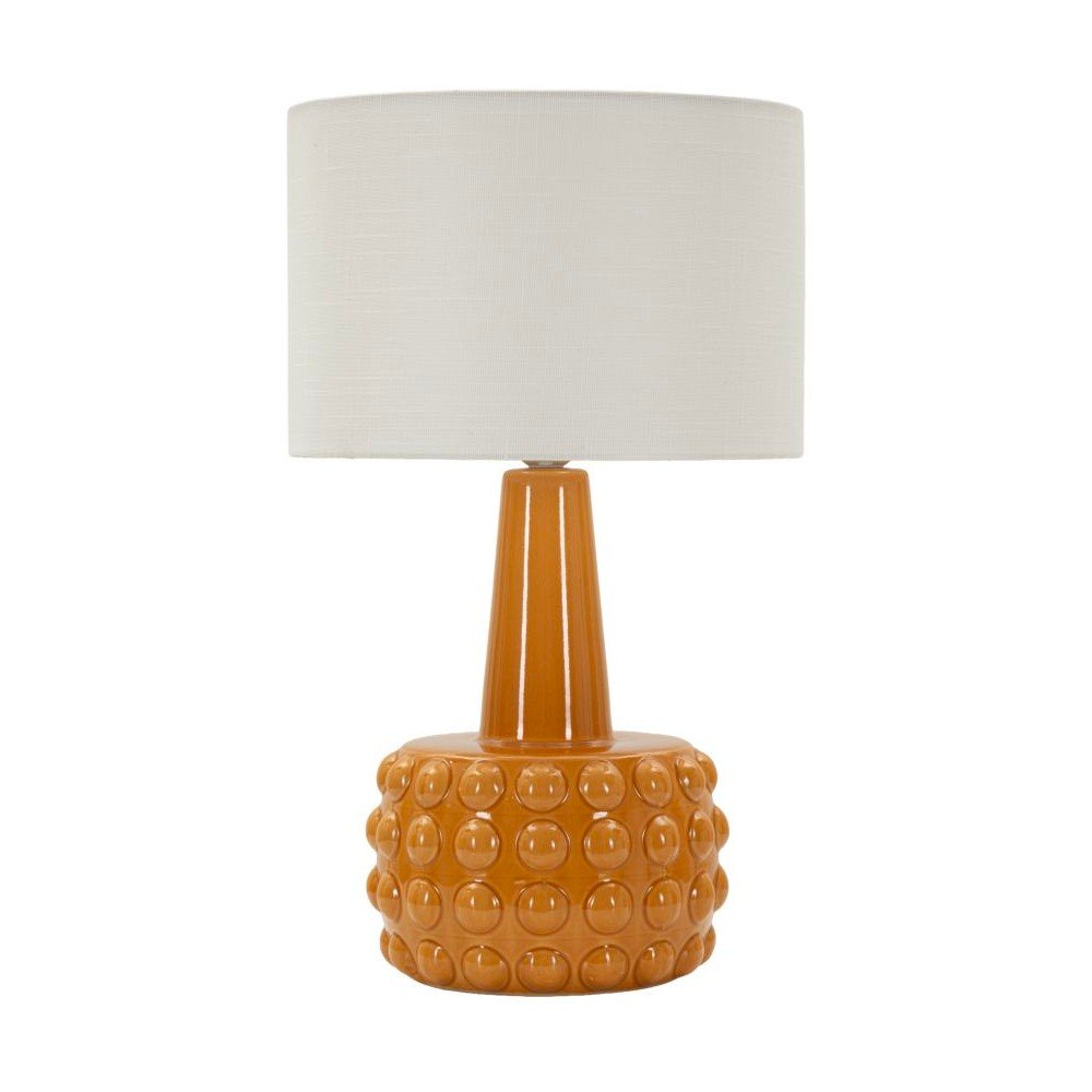 Musztardowa/biała lampa stołowa ceramiczna z tekstylnym kloszem (wysokość 51,5 cm) Gress – Mauro Ferretti