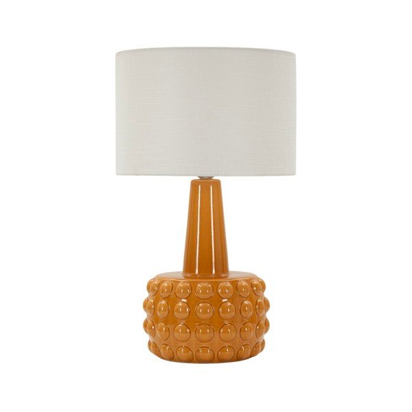 Musztardowa/biała lampa stołowa ceramiczna z tekstylnym kloszem (wysokość 51,5 cm) Gress – Mauro Ferretti