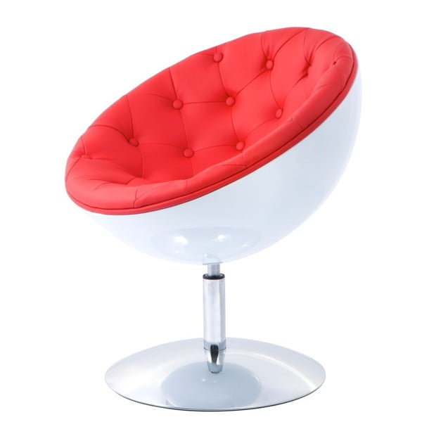 Krzesło obrotowe Mercury, przeszywane, białe/czerwone