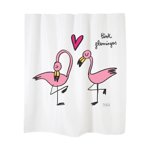 Zasłona prysznicowa Flamingos White