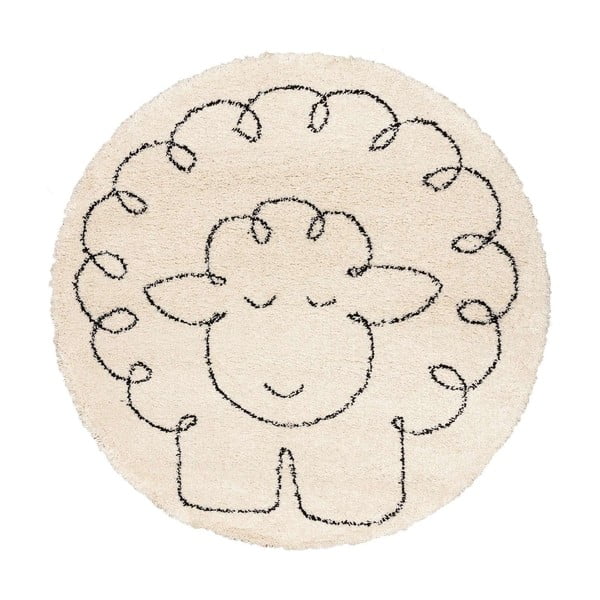 Beżowy antyalergiczny dywan dziecięcy ø 160 cm Fluffy Sheep – Yellow Tipi