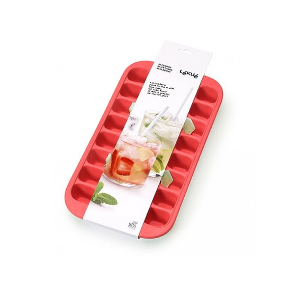 Czerwona silikonowa forma do kostki lodu Lékué Industrial, 32 kostki-image-1