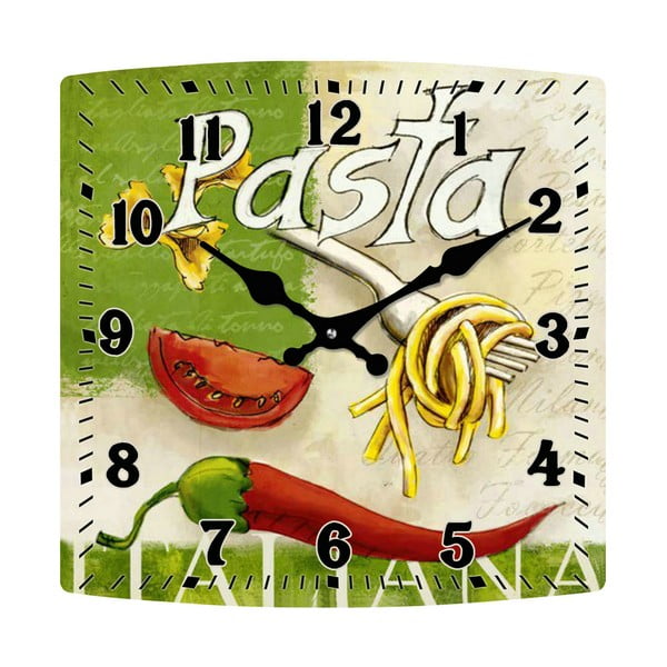 Szklany zegar Pasta, 30x30 cm