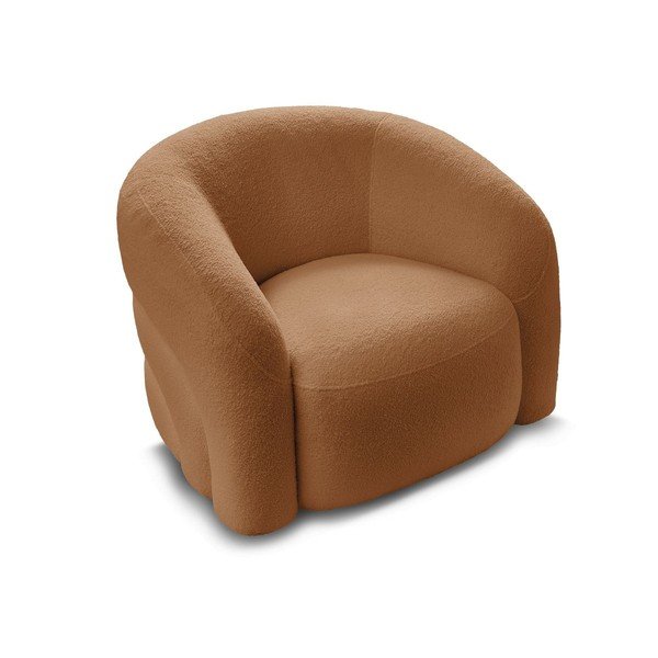 Pomarańczowy obrotowy fotel z materiału bouclé Elina – Bobochic Paris-image-3