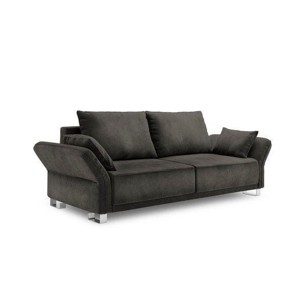 Ciemnobrązowa 3-osobowa sofa rozkładana z aksamitnym obiciem Windsor & Co Sofas Pyxis-image-2