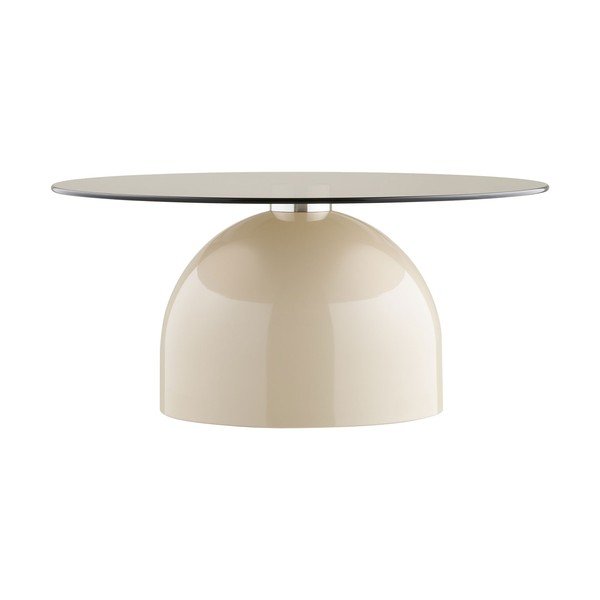 Beżowy okrągły stolik ze szklanym blatem ø 70 cm Ravello – House Nordic