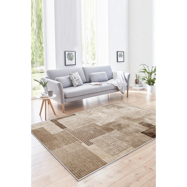 Beżowy dywan odpowiedni do prania 50x80 cm Cubo – Vitaus-image-1