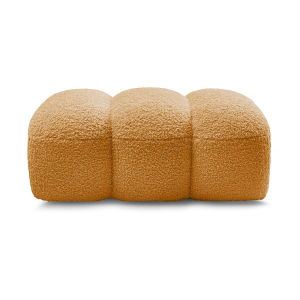 Musztardowy podnóżek z materiału bouclé Hippolyte – Bobochic Paris