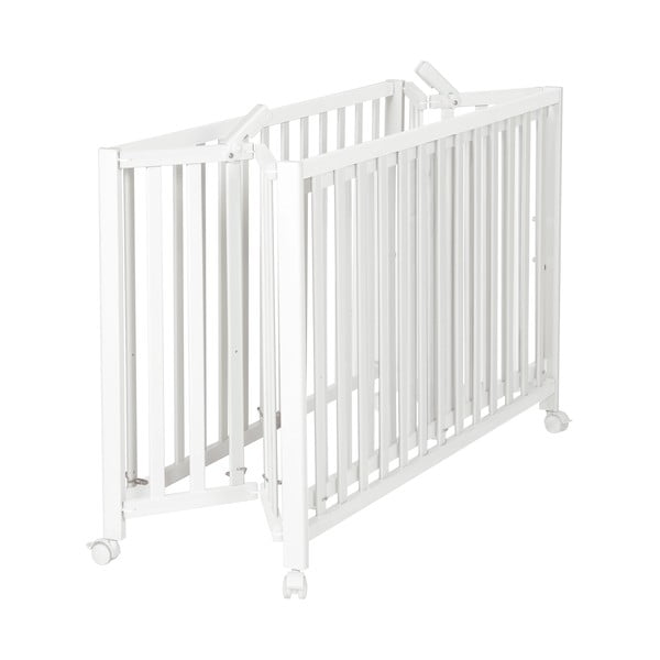 Białe łóżeczko na kółkach 60x120 cm Fold up – Roba-image-2