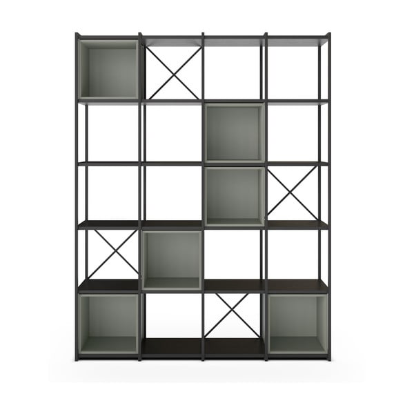 Zielono-czarny regał 140x179 cm Anya – Marckeric