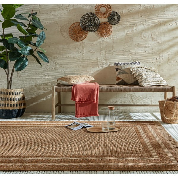 Dywan odpowiedni na zewnątrz w naturalnym kolorze 160x230 cm Layla Border – Flair Rugs-image-1