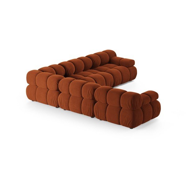 Aksamitny narożnik modułowy w kolorze terakoty – Micadoni -image-3