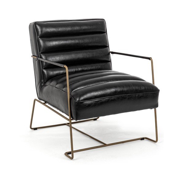 Czarny fotel z imitacji skóry Brianna – Bizzotto