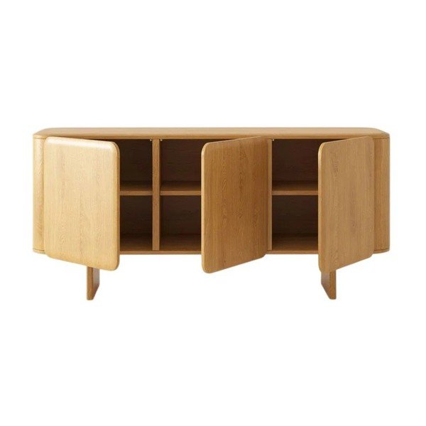 Komoda z litego drewna dębowego w naturalnym kolorze 160x76x45 cm Charlotte – Micadoni -image-1