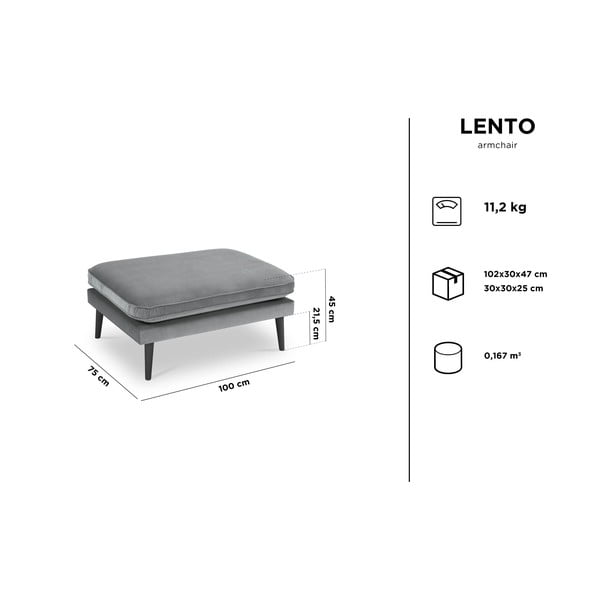 Jasnoróżowy aksamitny podnóżek z czarnymi nogami Kooko Home Lento-image-4