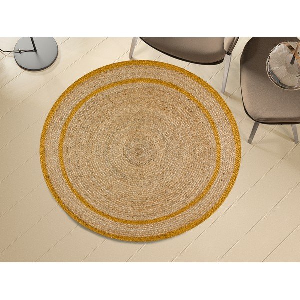 Musztardowo-naturalny okrągły dywan ø 120 cm Mahon – Universal-image-1