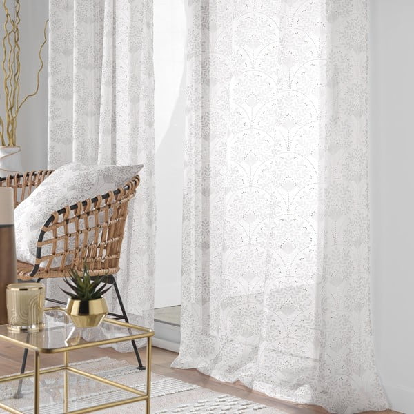 Biało-beżowa firanka 140x280 cm Majestia – douceur d'intérieur-image-1