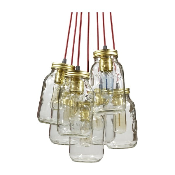 Lampa wisząca JamJar Lights, siedem bordowych kabli