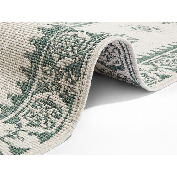 Zielono-kremowy chodnik odpowiedni na zewnątrz NORTHRUGS Duque, 80x350 cm-image-1