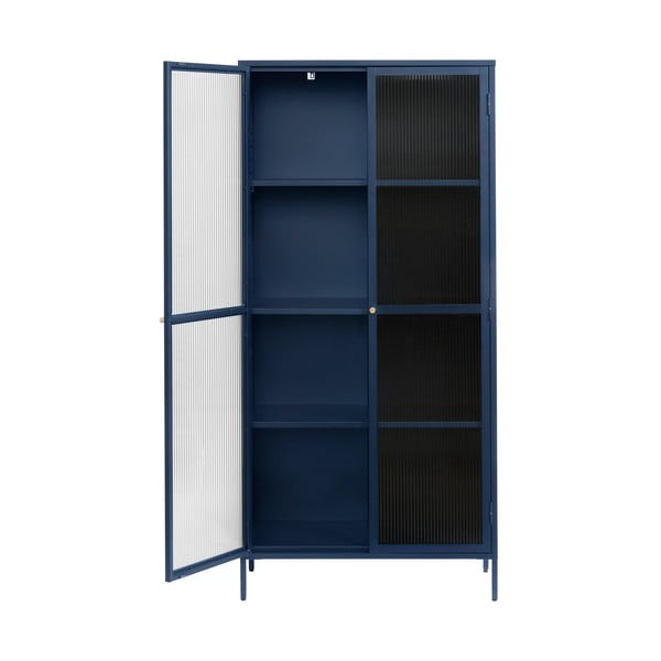 Ciemnoniebieska metalowa witryna 90x190 cm Bronco – Unique Furniture-image-2