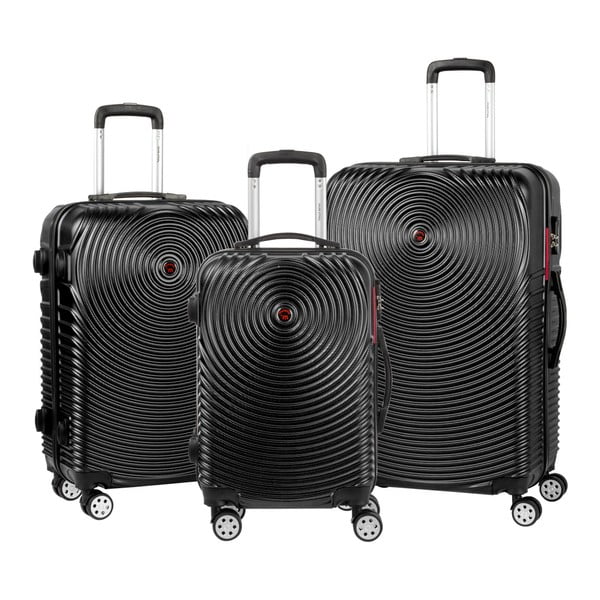 Zestaw 3 czarnych walizek na kółkach Murano Traveller
