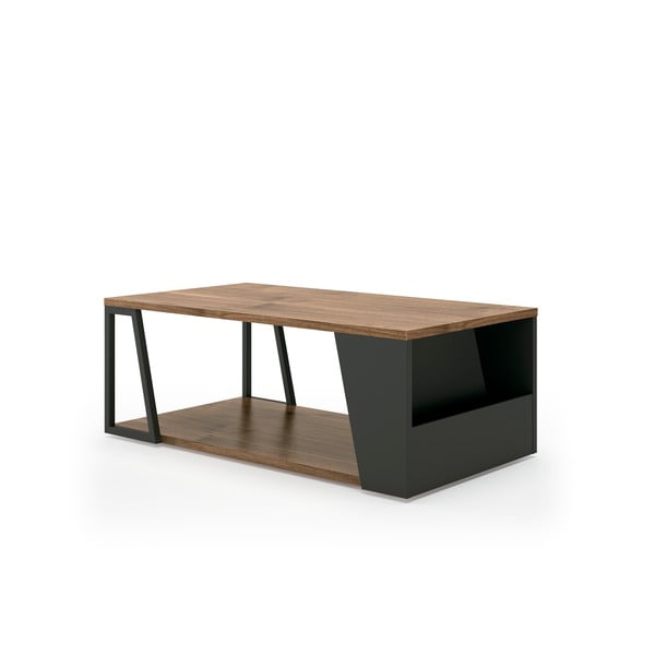 Stolik z blatem w dekorze drewna orzechowego 100x55 cm Albi – TemaHome-image-2