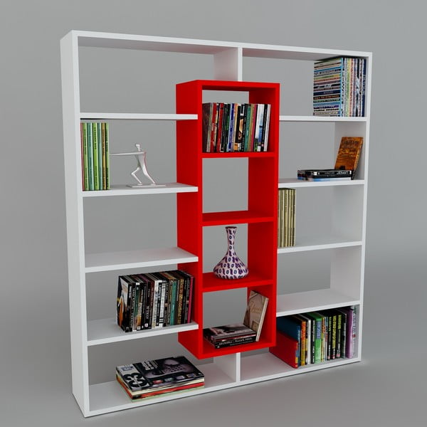 Biblioteczka Ample White/Red, 22x125x135,7 cm