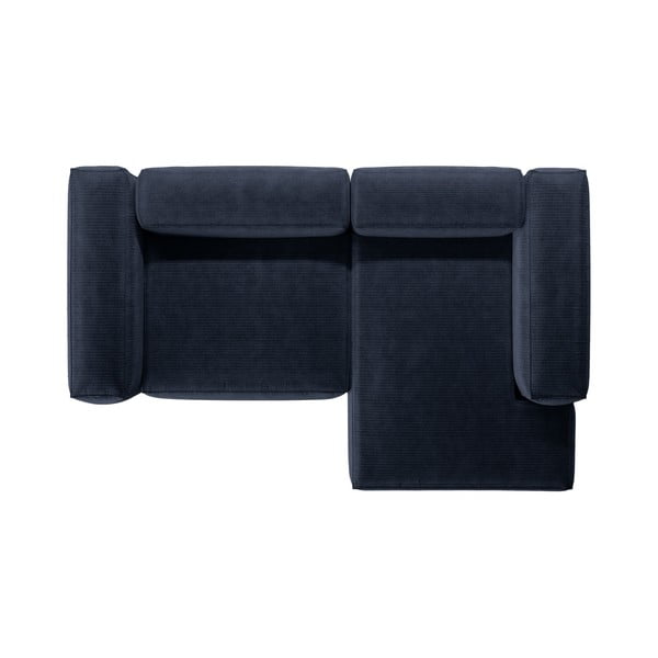 Ciemnoniebieski sztruksowy narożnik (prawostronny/z szezlongiem) Bergamo – Cosmopolitan Design-image-3