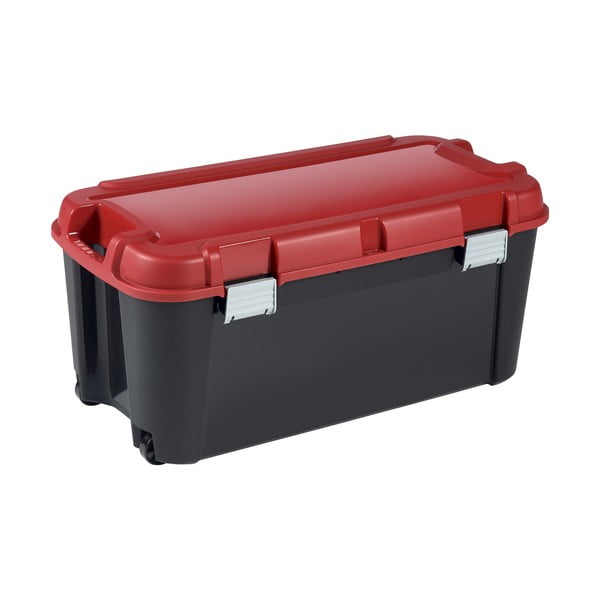 Czerwono-czarny plastikowy pojemnik z pokrywką 79,5x39,5x37 cm Totem – Curver