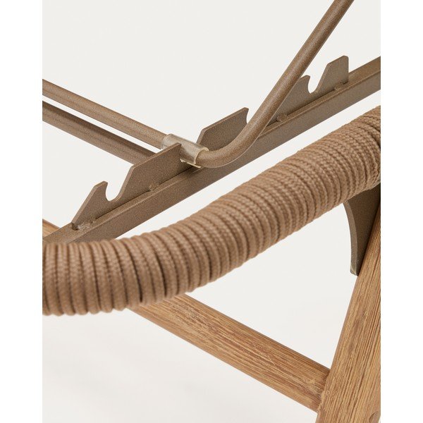 Brązowy drewniano-metalowy leżak ogrodowy Dandara – Kave Home-image-1