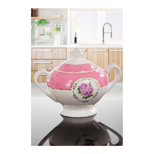 Różowa cukiernica porcelanowa Keramika