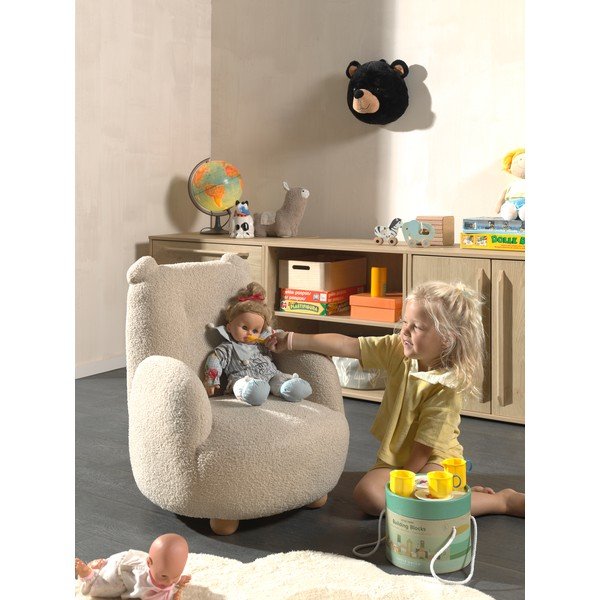 Beżowy fotel dziecięcy z materiału bouclé Rocky – Vipack-image-2