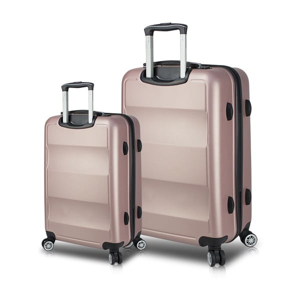 Zestaw 2 różowych walizek na kółkach z USB My Valice LASSO Cabin & Large