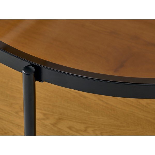 Okrągły stolik ze szklanym blatem w naturalnym kolorze ø 84 cm Hassel – Unique Furniture-image-1