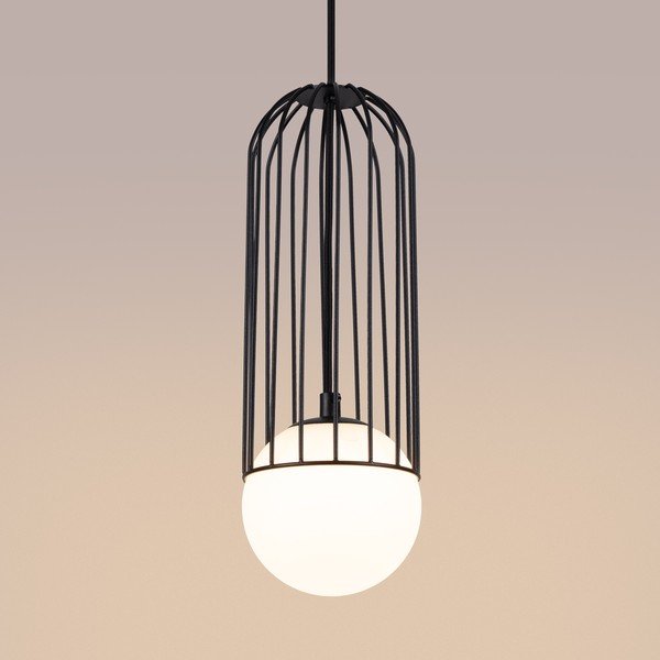 Biało-czarna lampa wisząca ze szklanym kloszem Belinda – Sollux-image-2