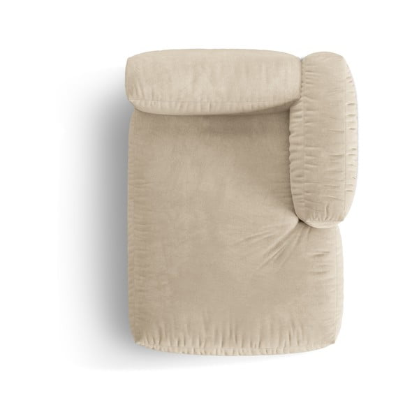 Beżowy aksamitny moduł sofy (prawostronny) Martina – Micadoni -image-3