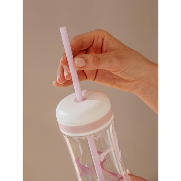 Fioletowo-biała butelka na wodę z wieczkiem i słomką Equa Flow Wave 2w1, 800 ml-image-2