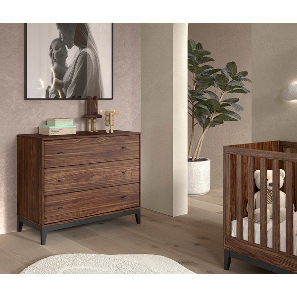 Komoda w dekorze orzecha w ciemnym naturalnym kolorze 100x89x55 cm Ilyas – Vipack-image-1