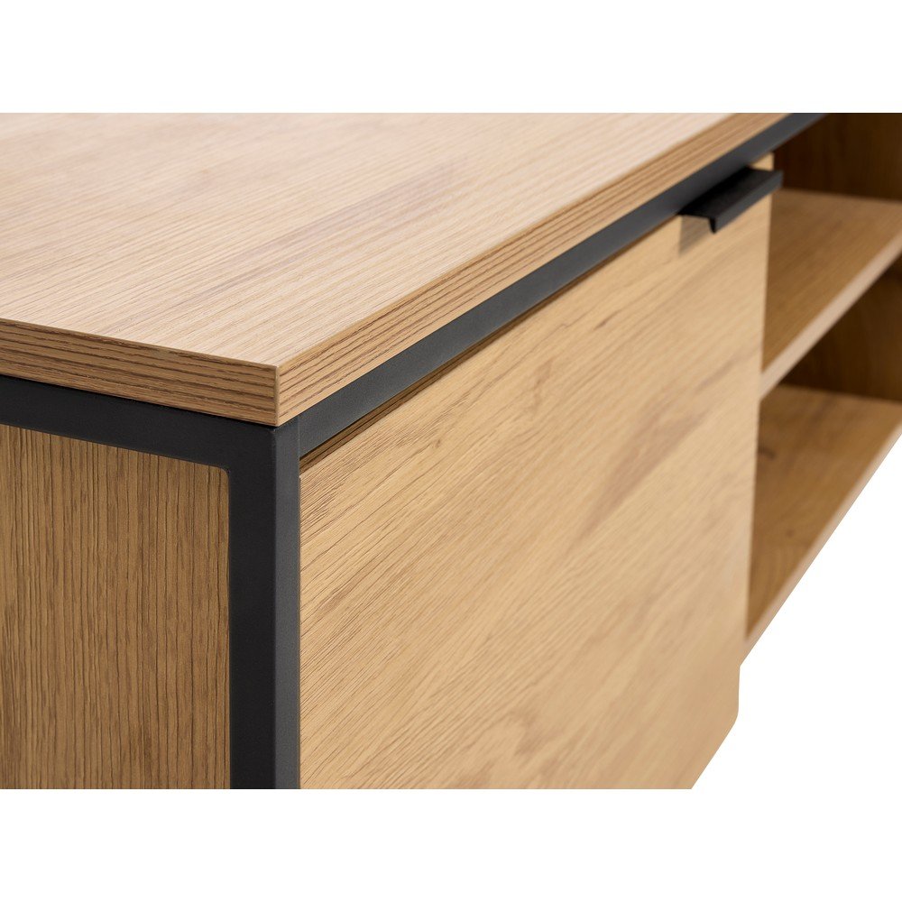 Szafka pod TV w dekorze dębu w naturalnym kolorze 155x55x45 cm Cesura – Unique Furniture (zdjęcie 5)