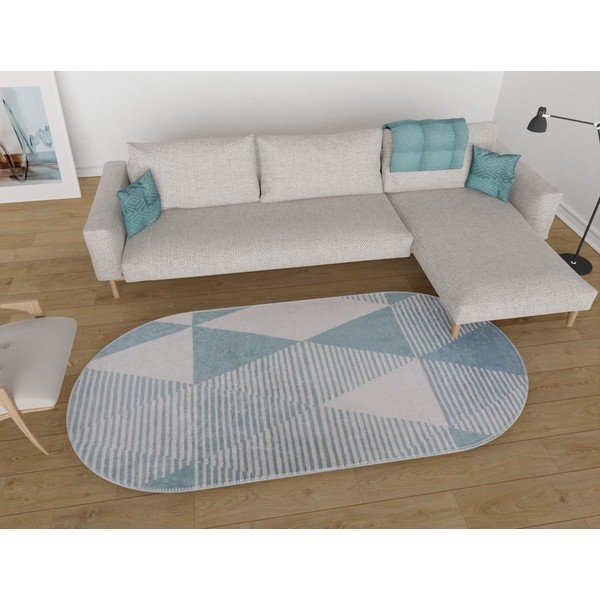 Niebieski dywan odpowiedni do prania 60x100 cm Oval – Vitaus-image-1